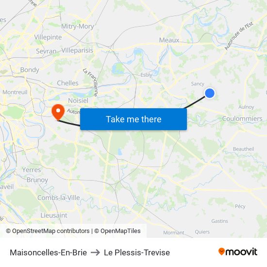 Maisoncelles-En-Brie to Le Plessis-Trevise map