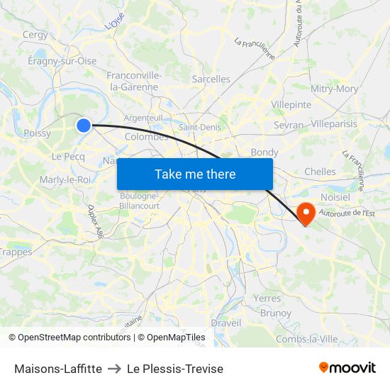 Maisons-Laffitte to Le Plessis-Trevise map