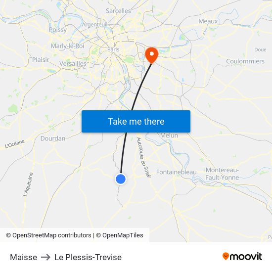 Maisse to Le Plessis-Trevise map