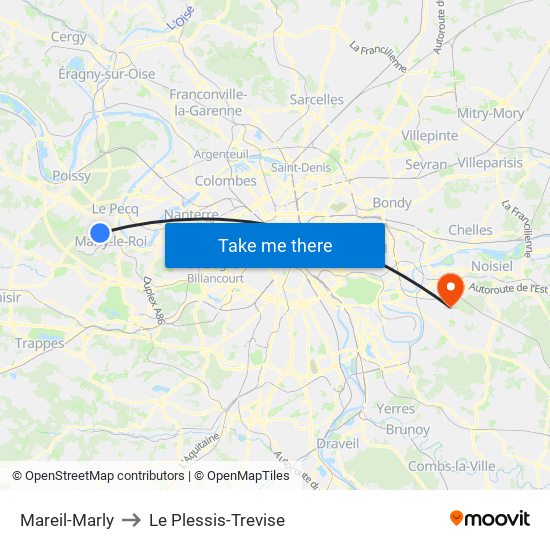 Mareil-Marly to Le Plessis-Trevise map