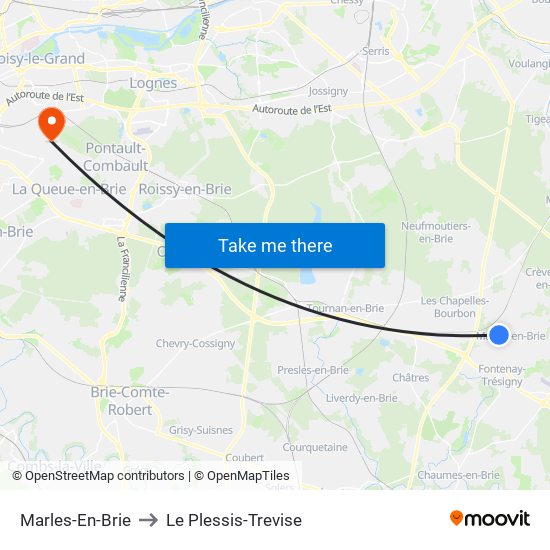 Marles-En-Brie to Le Plessis-Trevise map
