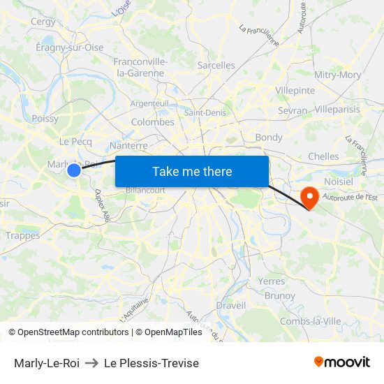 Marly-Le-Roi to Le Plessis-Trevise map