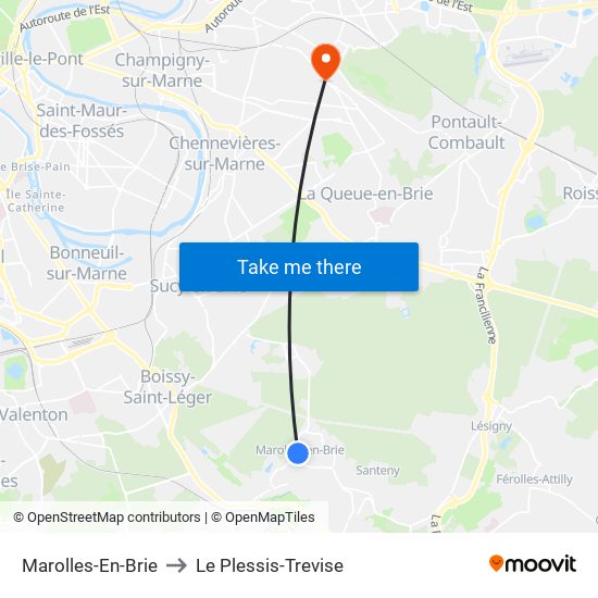 Marolles-En-Brie to Le Plessis-Trevise map