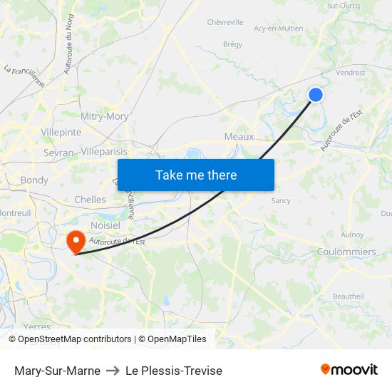 Mary-Sur-Marne to Le Plessis-Trevise map