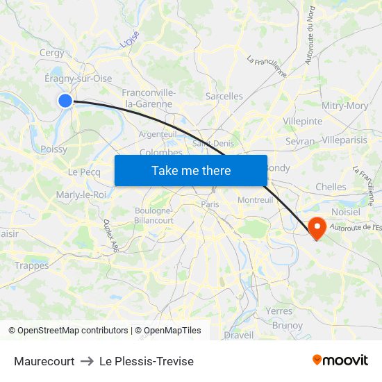 Maurecourt to Le Plessis-Trevise map