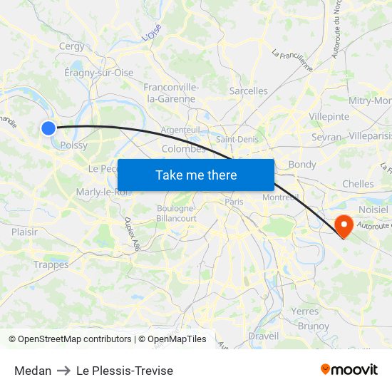 Medan to Le Plessis-Trevise map
