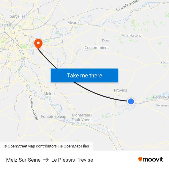 Melz-Sur-Seine to Le Plessis-Trevise map