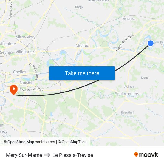 Mery-Sur-Marne to Le Plessis-Trevise map