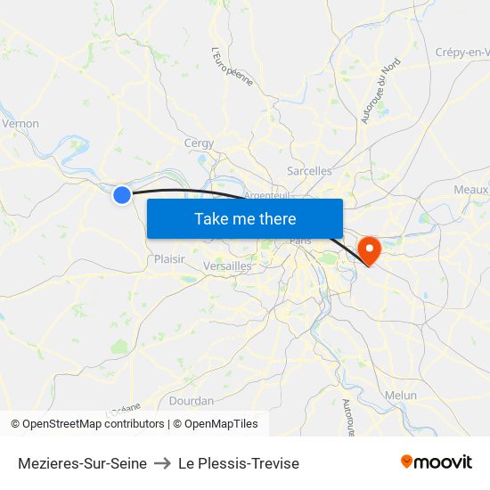 Mezieres-Sur-Seine to Le Plessis-Trevise map