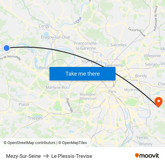 Mezy-Sur-Seine to Le Plessis-Trevise map