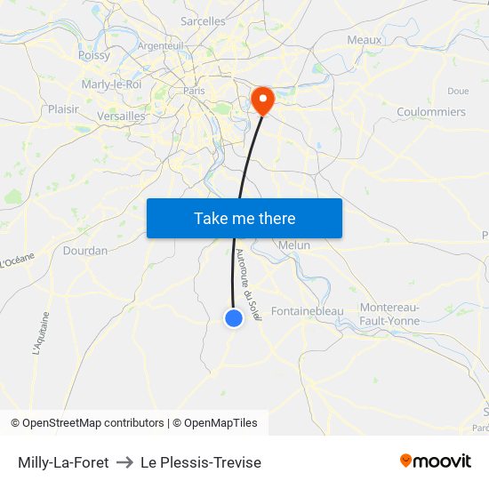 Milly-La-Foret to Le Plessis-Trevise map