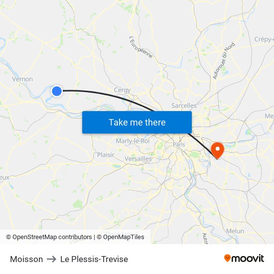 Moisson to Le Plessis-Trevise map