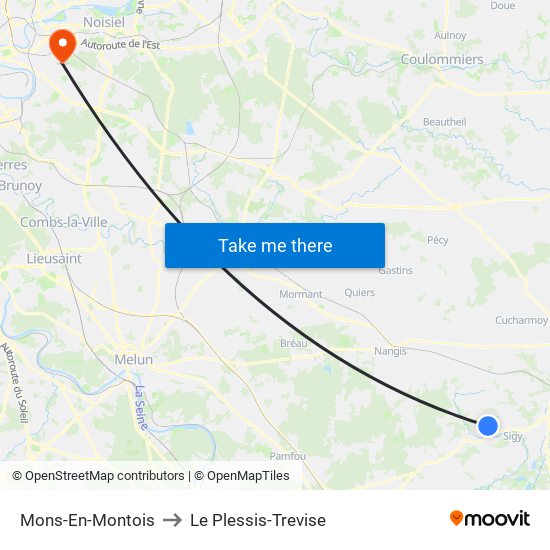 Mons-En-Montois to Le Plessis-Trevise map