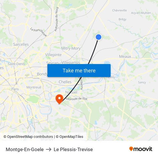Montge-En-Goele to Le Plessis-Trevise map