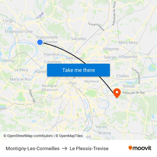 Montigny-Les-Cormeilles to Le Plessis-Trevise map