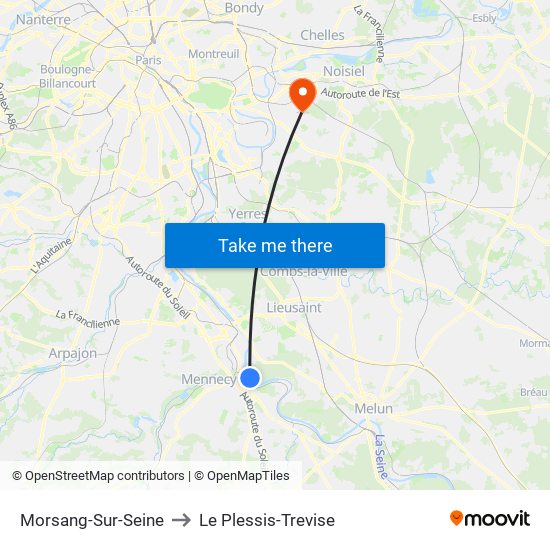 Morsang-Sur-Seine to Le Plessis-Trevise map