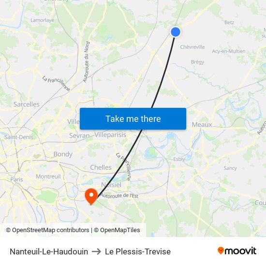 Nanteuil-Le-Haudouin to Le Plessis-Trevise map