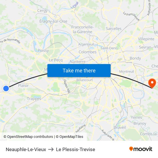 Neauphle-Le-Vieux to Le Plessis-Trevise map