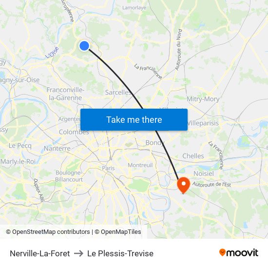 Nerville-La-Foret to Le Plessis-Trevise map