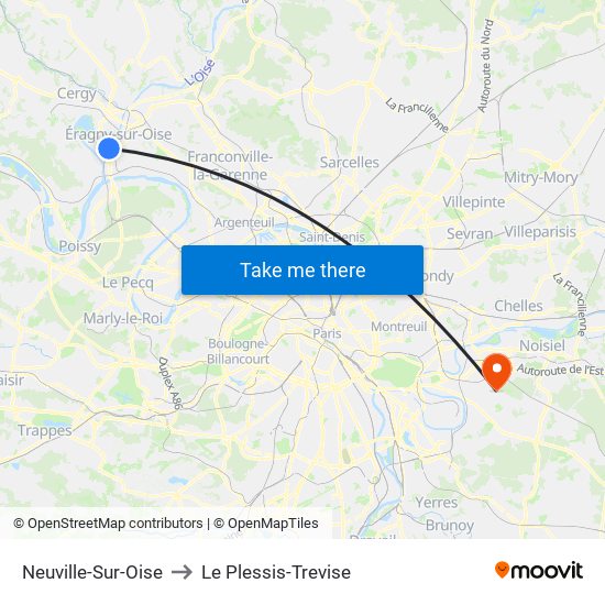 Neuville-Sur-Oise to Le Plessis-Trevise map