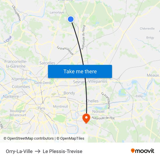 Orry-La-Ville to Le Plessis-Trevise map