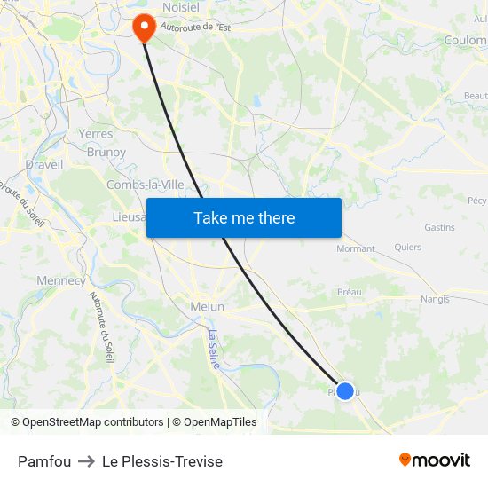 Pamfou to Le Plessis-Trevise map
