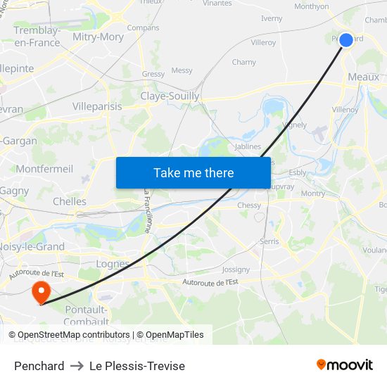 Penchard to Le Plessis-Trevise map