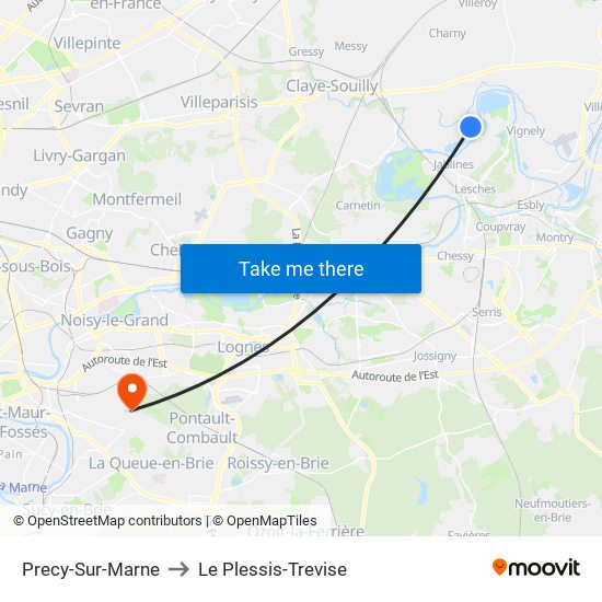 Precy-Sur-Marne to Le Plessis-Trevise map