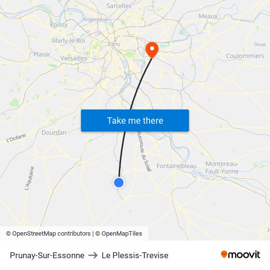 Prunay-Sur-Essonne to Le Plessis-Trevise map