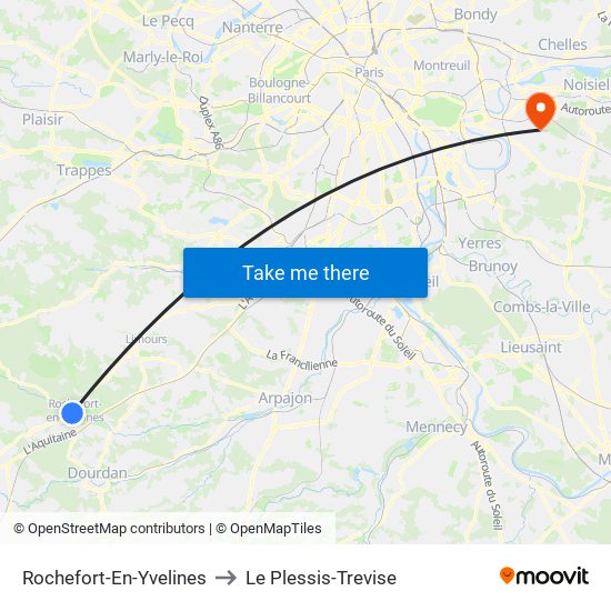Rochefort-En-Yvelines to Le Plessis-Trevise map