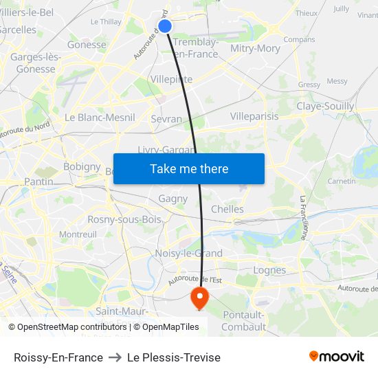 Roissy-En-France to Le Plessis-Trevise map