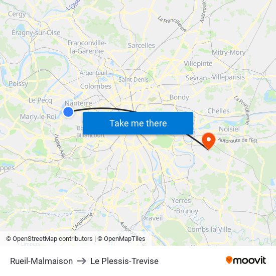Rueil-Malmaison to Le Plessis-Trevise map