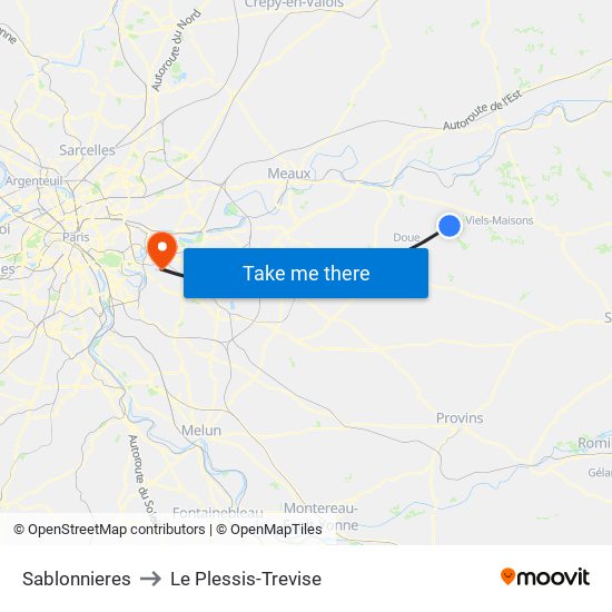 Sablonnieres to Le Plessis-Trevise map