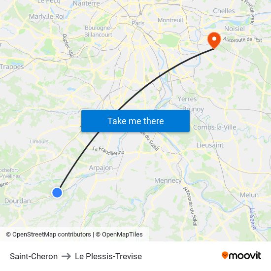 Saint-Cheron to Le Plessis-Trevise map