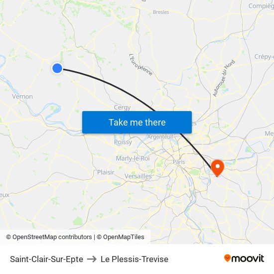Saint-Clair-Sur-Epte to Le Plessis-Trevise map