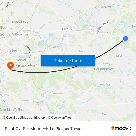 Saint-Cyr-Sur-Morin to Le Plessis-Trevise map