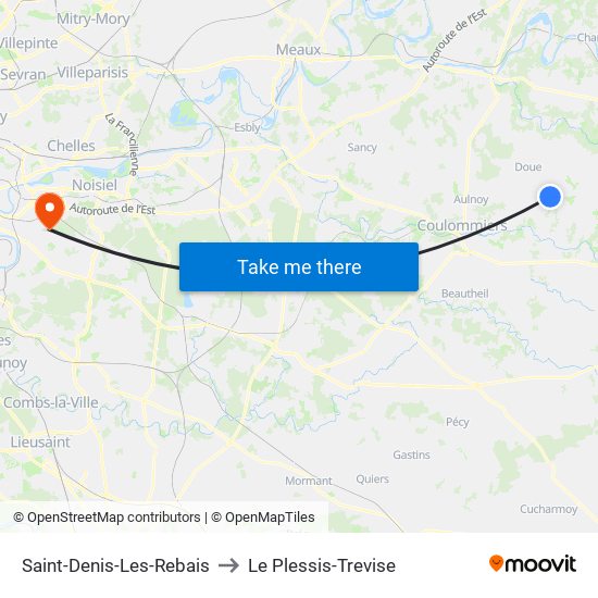 Saint-Denis-Les-Rebais to Le Plessis-Trevise map