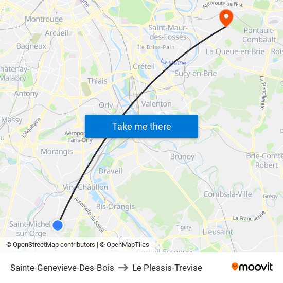 Sainte-Genevieve-Des-Bois to Le Plessis-Trevise map