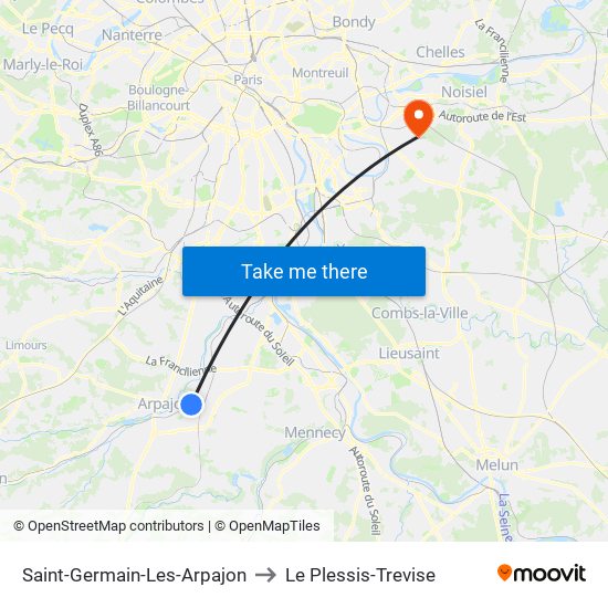 Saint-Germain-Les-Arpajon to Le Plessis-Trevise map