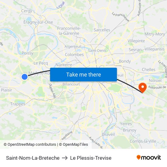 Saint-Nom-La-Breteche to Le Plessis-Trevise map