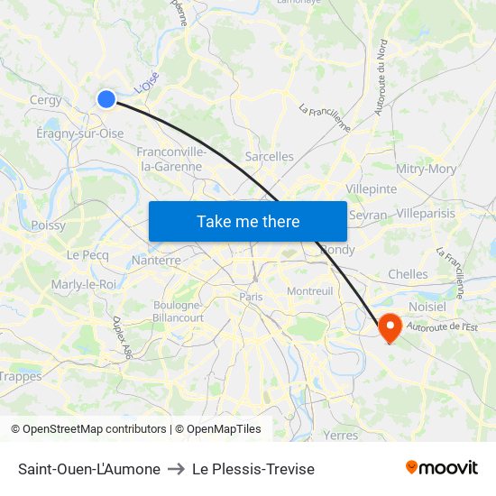 Saint-Ouen-L'Aumone to Le Plessis-Trevise map