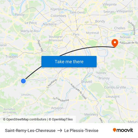 Saint-Remy-Les-Chevreuse to Le Plessis-Trevise map
