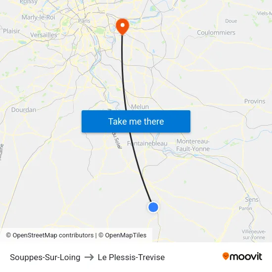 Souppes-Sur-Loing to Le Plessis-Trevise map