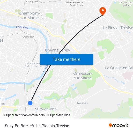 Sucy-En-Brie to Le Plessis-Trevise map