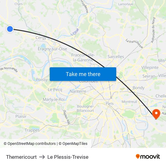 Themericourt to Le Plessis-Trevise map