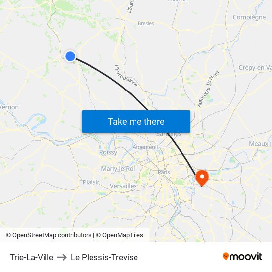 Trie-La-Ville to Le Plessis-Trevise map