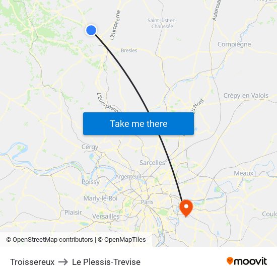 Troissereux to Le Plessis-Trevise map
