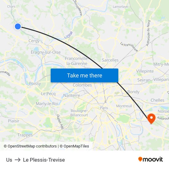 Us to Le Plessis-Trevise map
