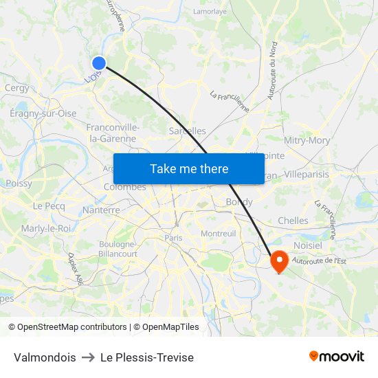 Valmondois to Le Plessis-Trevise map