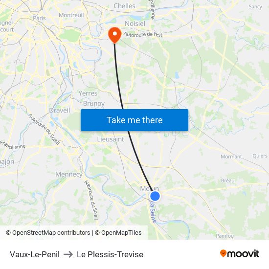 Vaux-Le-Penil to Le Plessis-Trevise map